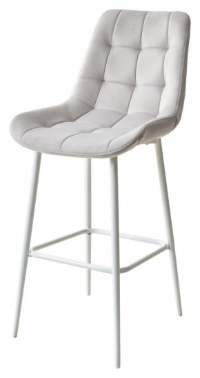 Барный стул ХОФМАН, цвет H-09 Светло-серый, велюр / белый каркас М-City в Троицке - troick.mebel-74.com | фото