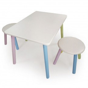 Детский комплект стол и два табурета круглых  (Белый, Белый, Цветной) в Троицке - troick.mebel-74.com | фото