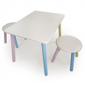Детский комплект стол и два табурета круглых с накладкой Алфавит (Белый, Белый, Цветной) в Троицке - troick.mebel-74.com | фото