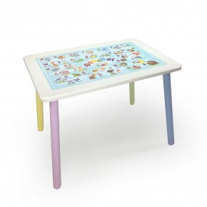 Детский стол с накладкой Алфавит (Белый/Цветной) в Троицке - troick.mebel-74.com | фото