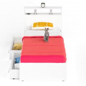 Камелия Кровать с ящиками 0900, цвет белый, ШхГхВ 93,5х217х78,2 см., сп.м. 900х2000 мм., без матраса, основание есть в Троицке - troick.mebel-74.com | фото