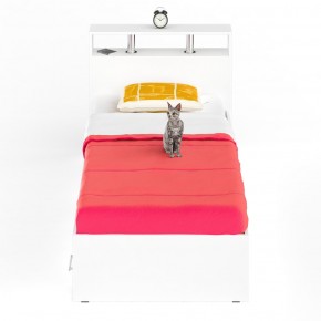Камелия Кровать с ящиками 0900, цвет белый, ШхГхВ 93,5х217х78,2 см., сп.м. 900х2000 мм., без матраса, основание есть в Троицке - troick.mebel-74.com | фото
