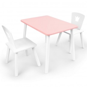 Комплект детской мебели стол и два стула Корона  (Розовый/Белый/Белый) в Троицке - troick.mebel-74.com | фото