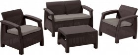 Комплект мебели Корфу сет (Corfu set) коричневый - серо-бежевый * в Троицке - troick.mebel-74.com | фото