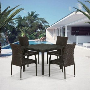 Комплект плетеной мебели T257A/YC379A-W53 Brown (4+1) + подушки на стульях в Троицке - troick.mebel-74.com | фото