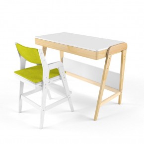 Комплект растущий стол и стул с чехлом 38 попугаев «Вуди» (Белый, Белый, Грин) в Троицке - troick.mebel-74.com | фото