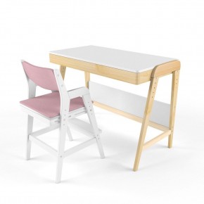 Комплект растущий стол и стул с чехлом 38 попугаев «Вуди» (Белый, Белый, Розовый) в Троицке - troick.mebel-74.com | фото