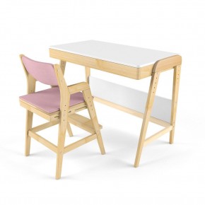 Комплект растущий стол и стул с чехлом 38 попугаев «Вуди» (Белый, Береза, Розовый) в Троицке - troick.mebel-74.com | фото