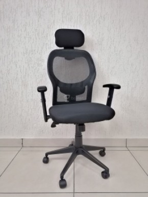 Кресло Barneo K-128 для персонала (черная ткань черная сетка) в Троицке - troick.mebel-74.com | фото