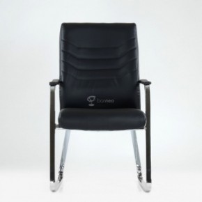 Кресло Barneo K-25 для посетителей и переговорных (хром, черная экокожа) в Троицке - troick.mebel-74.com | фото