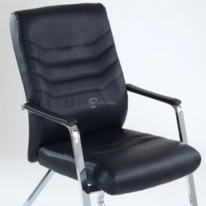 Кресло Barneo K-25 для посетителей и переговорных (хром, черная экокожа) в Троицке - troick.mebel-74.com | фото