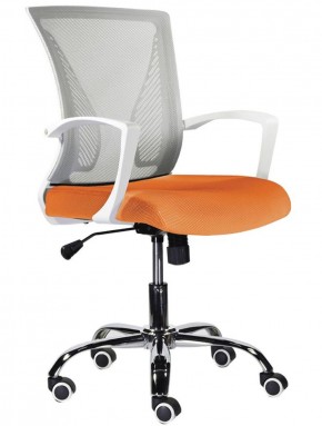 Кресло BRABIX "Wings MG-306", пластик белый, хром, сетка, серое/оранжевое, 532011 в Троицке - troick.mebel-74.com | фото