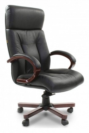 Кресло для руководителя Chairman 421 черный/орех темный, черный в Троицке - troick.mebel-74.com | фото