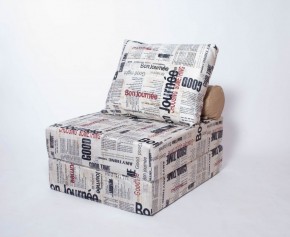 Кресло-кровать-пуф бескаркасное Прайм (Газета) в Троицке - troick.mebel-74.com | фото