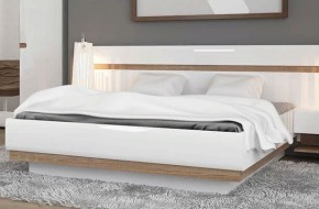 Кровать 160/TYP 92, LINATE ,цвет белый/сонома трюфель в Троицке - troick.mebel-74.com | фото