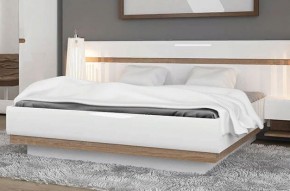 Кровать 160/TYP 94-01 с подъемником, LINATE ,цвет белый/сонома трюфель в Троицке - troick.mebel-74.com | фото