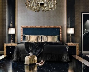 Кровать 2-х спальная (1,8 м) Тиффани Premium черная/золото с мягким элементом (Антрацит) с подъемным механизмом (ТФКР180-3[3](П) в Троицке - troick.mebel-74.com | фото