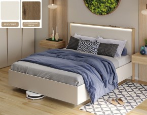 Кровать (Бело-серый U775 ST9/Дуб Галифакс Табак) 1400 в Троицке - troick.mebel-74.com | фото