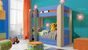 Кровать детская 2-х ярусная Юниор-6 с ящиком ЛДСП (800*1900) в Троицке - troick.mebel-74.com | фото