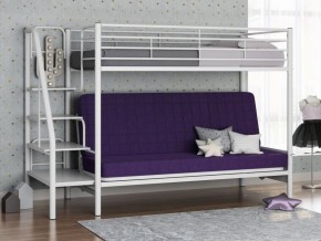 Кровать двухъярусная с диваном "Мадлен-3" (Белый/Фиолетовы) в Троицке - troick.mebel-74.com | фото
