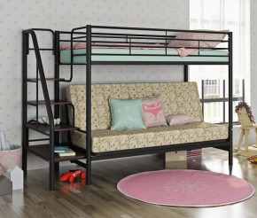 Кровать двухъярусная с диваном "Мадлен-3" (Черный/Серый) в Троицке - troick.mebel-74.com | фото