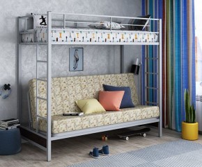 Кровать двухъярусная с диваном "Мадлен" (Серый/Фиолетовый) в Троицке - troick.mebel-74.com | фото