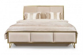 Кровать Lara 1600 с мягким изголовьем + основание (белый глянец) в Троицке - troick.mebel-74.com | фото