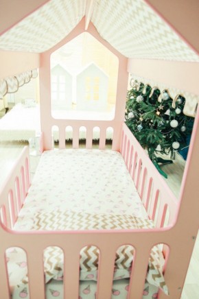 Кровать-домик без ящика 800*1600 (Розовый) в Троицке - troick.mebel-74.com | фото