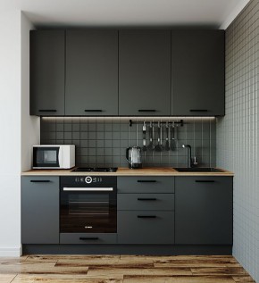 Кухонный гарнитур Антрацит 2200 (Стол. 26мм) в Троицке - troick.mebel-74.com | фото