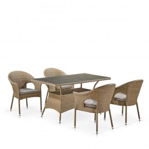 Обеденный комплект плетеной мебели T198B/Y79B-W56 Light Brown (4+1) в Троицке - troick.mebel-74.com | фото