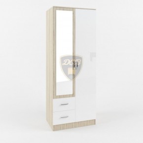 Шкаф 2-х створчатый с зеркалом Софи СШК 800.3 (дуб сонома/белый глянец) в Троицке - troick.mebel-74.com | фото