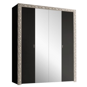 Шкаф 4-х дв. (с зеркалами)  Premium черная/серебро (ТФШ1/4(П) в Троицке - troick.mebel-74.com | фото