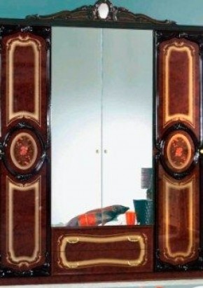Шкаф 4-х дверный с зеркалами (01.144) Роза (могано) в Троицке - troick.mebel-74.com | фото