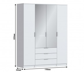 Шкаф 4х дверный с зеркалами Николь СБ-2595/1 (Белый) в Троицке - troick.mebel-74.com | фото