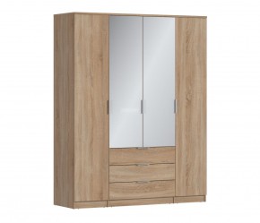 Шкаф 4х дверный с зеркалами Николь СБ-2595/1 (Дуб Сонома) в Троицке - troick.mebel-74.com | фото