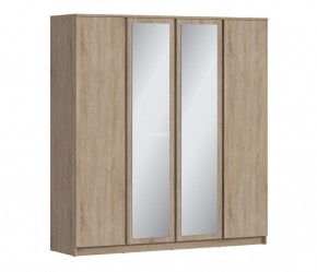 Шкаф 4х дверный с зеркалами Веста СБ-3082 (Дуб Сонома) в Троицке - troick.mebel-74.com | фото