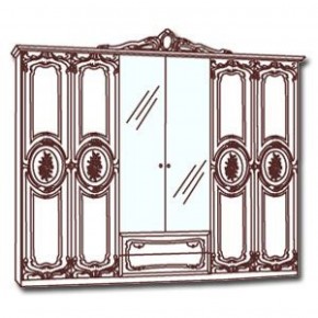 Шкаф 6-и дверный с зеркалами (01.146) Роза (могано) в Троицке - troick.mebel-74.com | фото