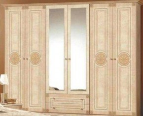 Шкаф 6-и дверный с зеркалами (02.146) Рома (беж) в Троицке - troick.mebel-74.com | фото