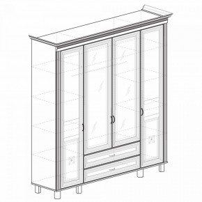 Шкаф для одежды 4-дверный с зеркалом №493 Марлен кремовый белый в Троицке - troick.mebel-74.com | фото