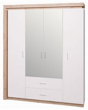 Шкаф для одежды с ящиками 4-х створчатый с зеркалом Люмен 16 в Троицке - troick.mebel-74.com | фото