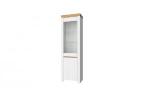 Шкаф с витриной  1V1D, TAURUS, цвет белый/дуб вотан в Троицке - troick.mebel-74.com | фото