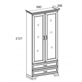 Шкаф с витриной 2V2S, TIFFANY, цвет вудлайн кремовый в Троицке - troick.mebel-74.com | фото