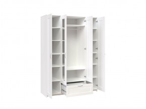 Шкаф СИРИУС четырёхдверный белый с одним выдвижным ящиком и двумя зеркалами в Троицке - troick.mebel-74.com | фото