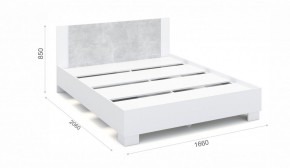 Спальня Аврора Кровать 160 со встроенным основанием под матрас Белый/Ателье светлый в Троицке - troick.mebel-74.com | фото