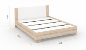 Спальня Аврора Кровать 160 со встроенным основанием под матрас Дуб сонома/Белый в Троицке - troick.mebel-74.com | фото
