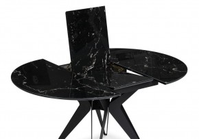 Стол стеклянный Рикла 110(150)х110х76 черный мрамор / черный в Троицке - troick.mebel-74.com | фото